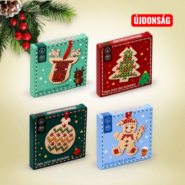 DIY keresztöltéses karácsonyfadísz